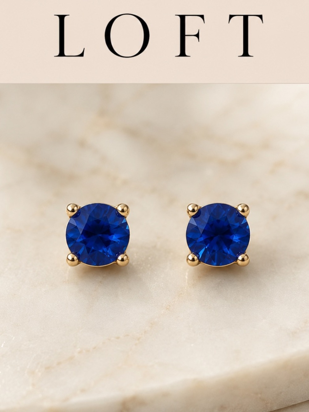 LOFT Gold Cobalt Blue Crystal Stud Earrings